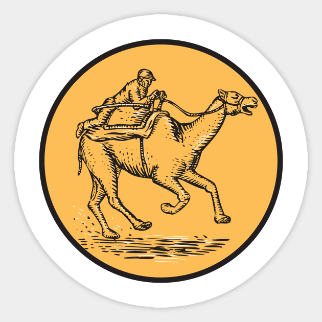 Jockey Camel Racing Circle Etching Sticker by patrimonio